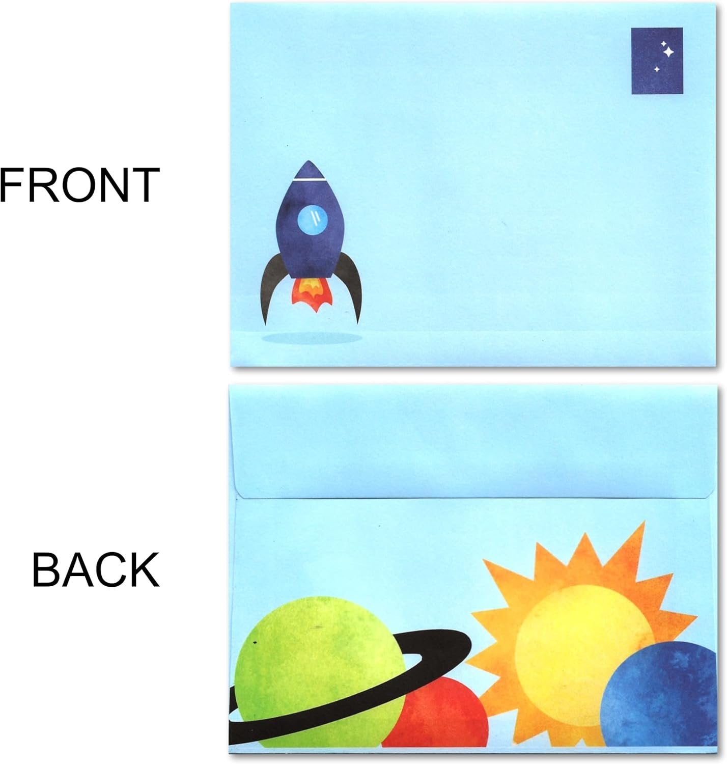 Small Outer Space Rocket Ship Stationery Writing Paper with Envelopes by Nerdy Words (5" x 7")