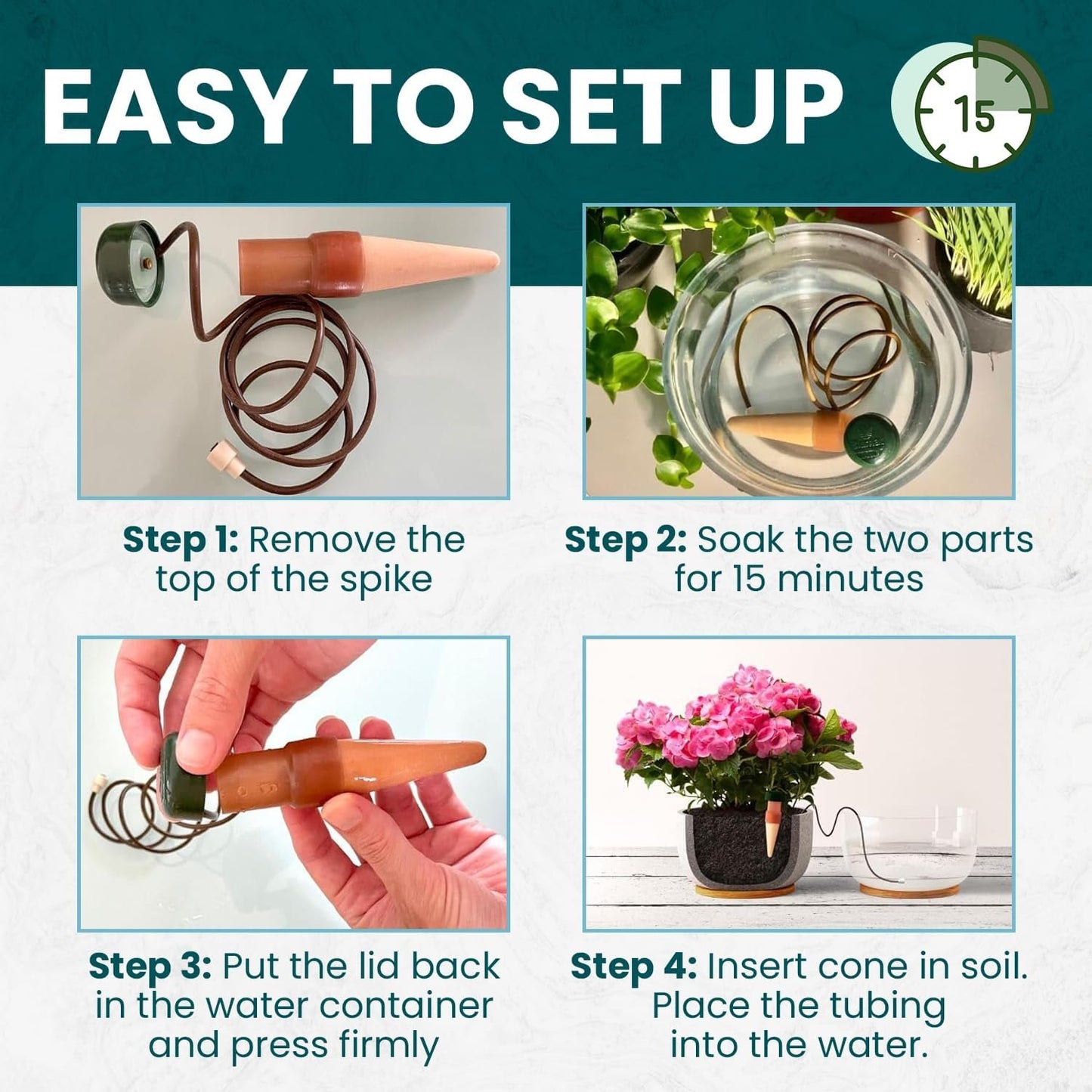 Blumat Classic Automatic Self Watering Plant Stakes (3 Pack) | Vacation Plant Watering Spikes | Houseplant Water Care for Indoor or Outdoor Plants
