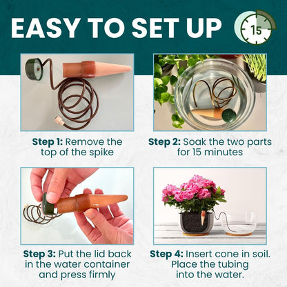 Blumat Classic Automatic Self Watering Plant Stakes (3 Pack) | Vacation Plant Watering Spikes | Houseplant Water Care for Indoor or Outdoor Plants