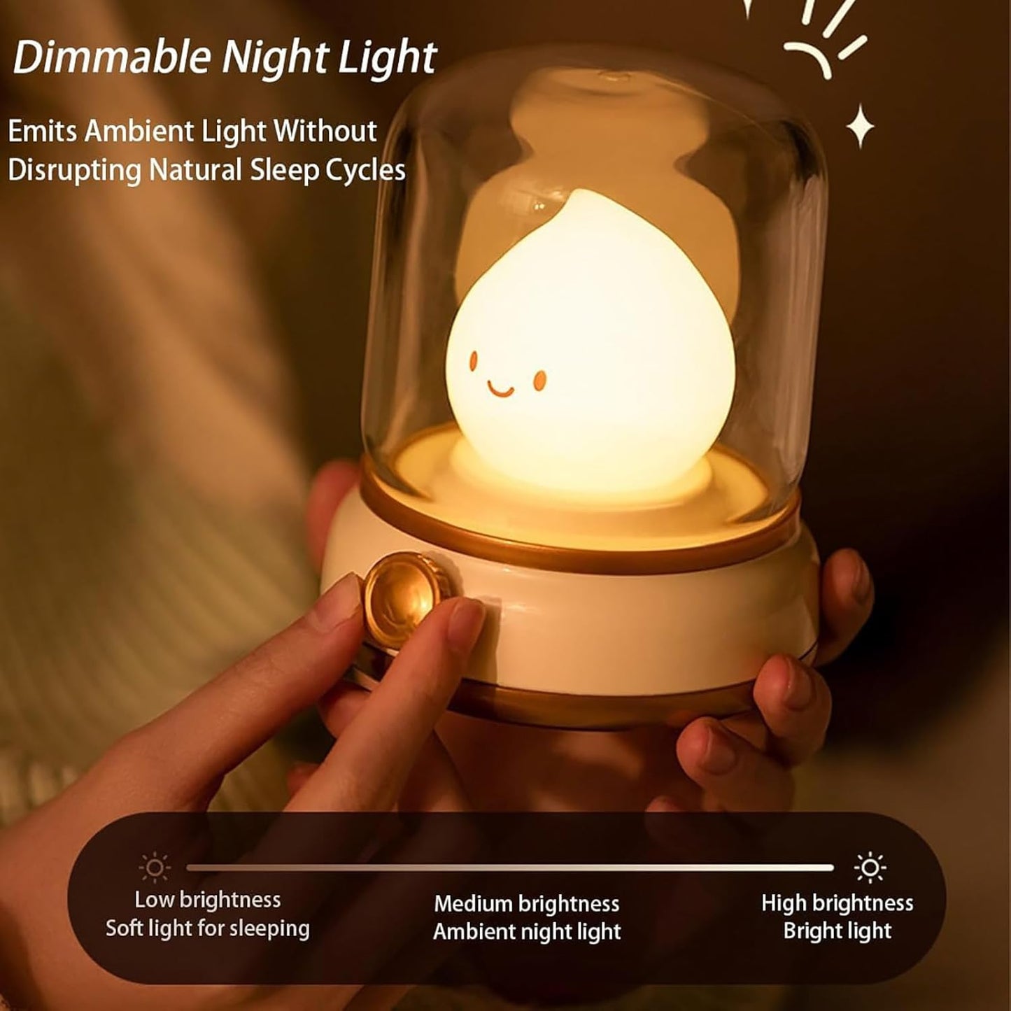 Cute Chibi Flame Lamp, Cozy Lights Mimics Flickering Flame, Rechargeable Mimics Flickering Flame Effect Light, Silicone Kerosene Ambience Light, 2 Modes Dimming Effect Ambience Light (White)