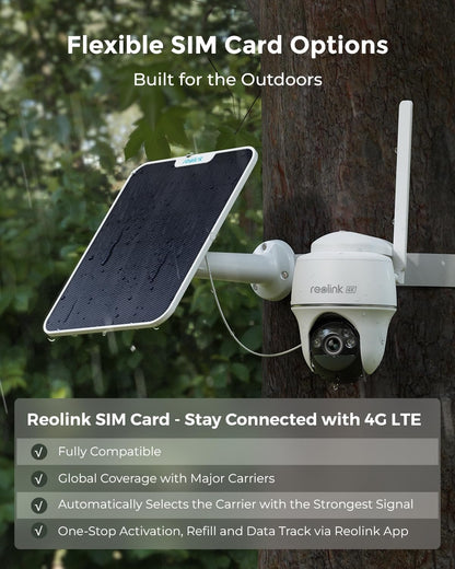 REOLINK Go PT Ultra+SP, 4K Cellular Security Camera Wireless Outdoor, 3G/4G LTE,No WiFi, SIM Card+32GB SD Card Included, Solar Powered, Color Night Vision, Local/Cloud Storage, Smart Detection