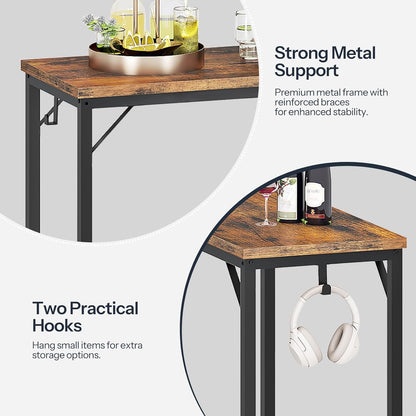 HOOBRO 160 cm Long Bar Table, Rectangular or L-Shaped Assembly Counter Height Bar Table, Vintage Industrial Style, for Living Room, Kitchen, Dining Room, Office, Rustic Brown and Black BF69BT01