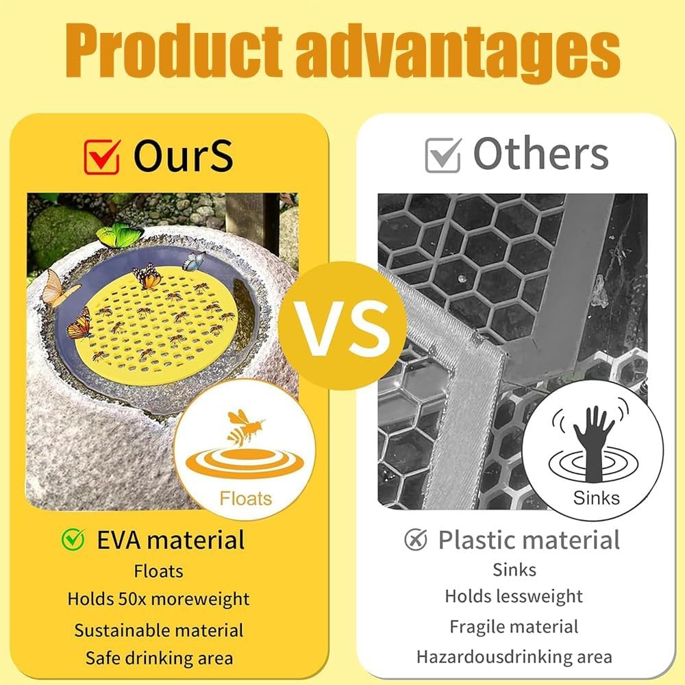 CAVLA 4 Pack Floating Bee Watering Station, 7.87 Inch Round EVA Foam Bee Feeder and Butterfly Drinking Station, Outdoor Garden Bee Bath for Feeding and Decor