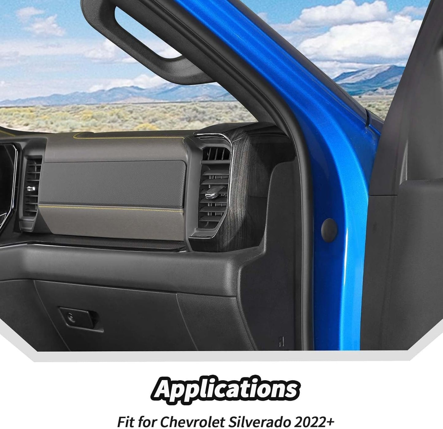 JeCar Black Wood Grain Dash Side Vent Panel Decor Cover Trim for 2022+ Chevrolet Chevy Silverado Interior Accessories