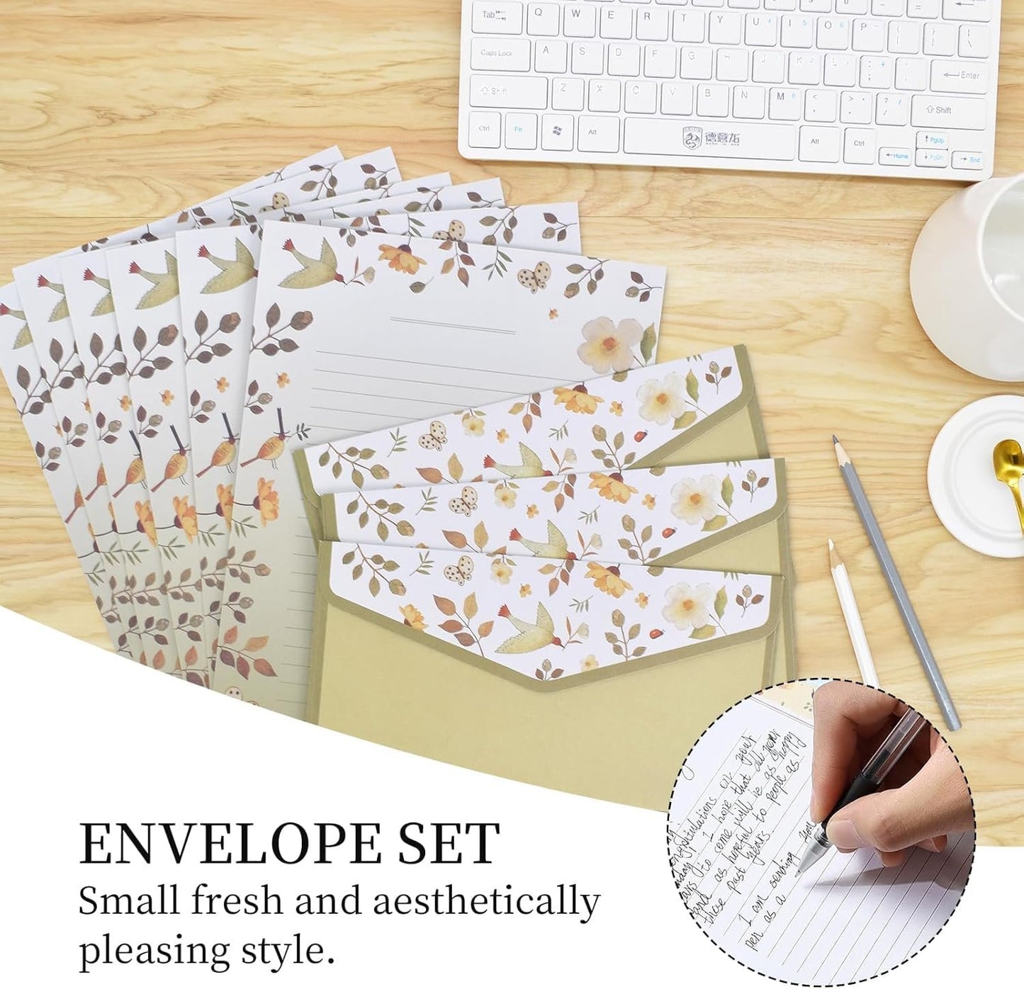 Lined Letter Paper Stationery Paper and Envelopes Set, 36Pcs A5 Floral Animal Lined Writing Paper with 18Pcs Envelopes,A5 Writing Paper and Envelopes Set,Lined Stationery Writing Paper with Envelopes