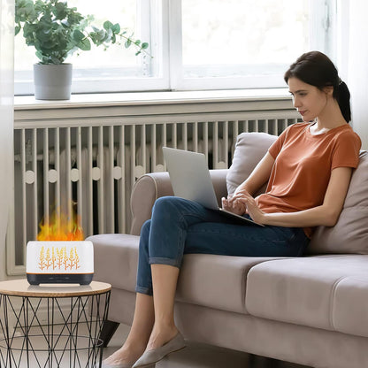 NEWYID Essential Oil Diffuser, 240ml Ultrasonic Flame Oil Diffuser, 3 Mist Mode 4 Timer Up to 12H of Continuous Aroma Waterless Auto-Off Aromatherapy Diffuser for Home Office