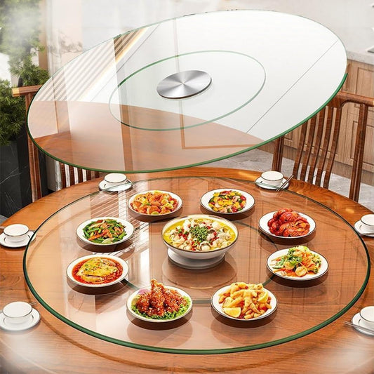 Tempered Glass Lazy Susan Turntable Dining Table Turntable Large Tabletop Serving Plate 24in/31in/36in/40in Rotating Tray 360° Swivel Display Serving Tray(60cm (24inch))