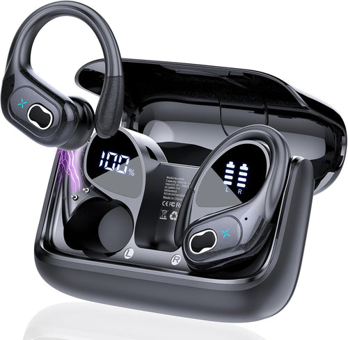 STECEi Wireless Earbuds 75hrs Bluetooth 5.4 Headphone Sport, Bluetooth Earbuds HiFi Stereo Over Ear Bud with Earhooks, ENC Noise Cancelling Mic, IP7 Waterproof Wireless Earphone for Workout/Running