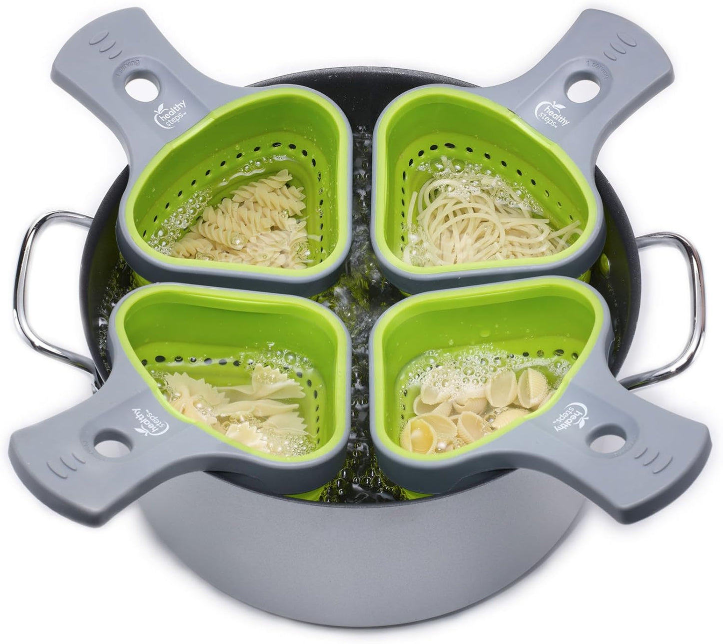 Pasta Portion Control Containers - Best Cooking Gadgets & Kitchen Tools, Use with Spaghetti or Other Pastas, Easy to Clean, Collapsible & Perfect Storage Size - Control Portions and Weight Loss