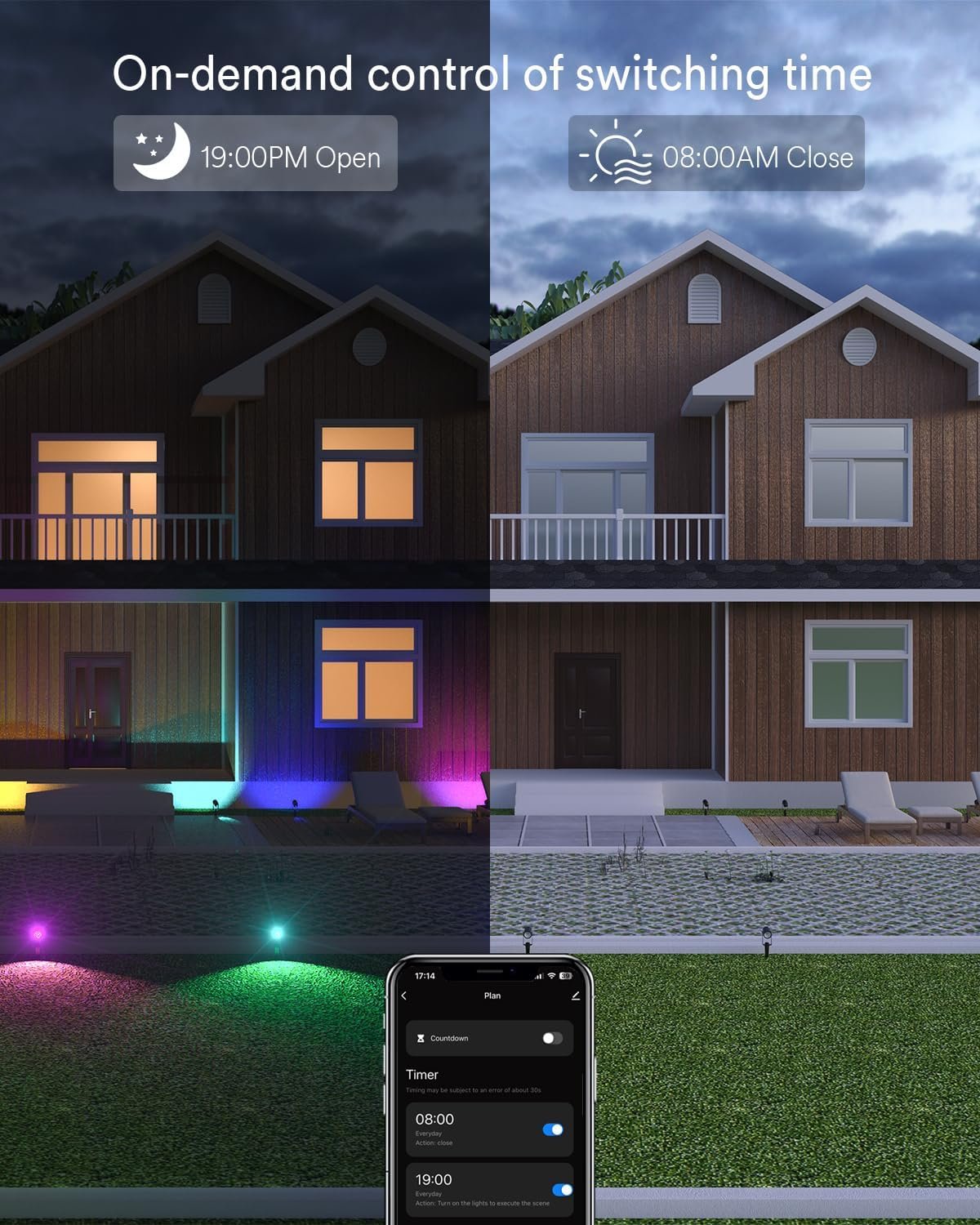 Smart Landscape Spotlights, 6 Pack Wired RGBW Led Accent Outdoor Spot Lights, Waterproof Outside Low Voltage Up Lighting for Yard Garden House