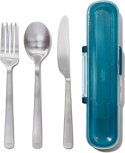 OXO Prep & Go Reusable Utensil Set Silver