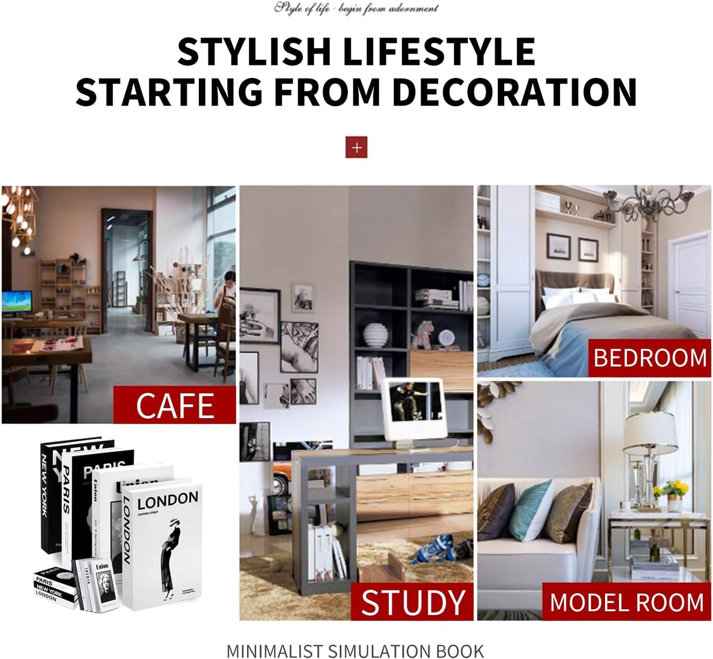 YSOOUA 4 Pieces Decorative Books for Home Decor Fake Folding Books for Home Decoration Bookcase Coffee Table Shelves (A)