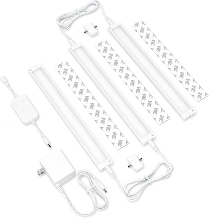 EShine 3 Pack 12 inch White Smart Dimmable LED Under Cabinet Lighting Kit Compatible with Alexa, Google - Cool White (6000K)