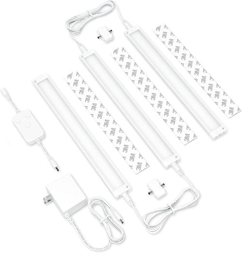 EShine 3 Pack 12 inch White Smart Dimmable LED Under Cabinet Lighting Kit Compatible with Alexa, Google - Cool White (6000K)