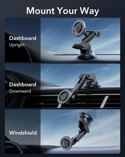 ESR HaloLock Dashboard Phone Holder, Windshield Car Mount, Compatible with iPhone 16/16 Plus/16 Pro/16 PRO Max/15/14/13/12,S25, Charging Not Supported, Metallic Grey