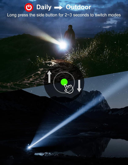 APLOS T05 Tactical LED Flashlight - Long Throw 1022 m (1117 Yard) 261250 cd Intensity, Rechargeable Flashlights for Hunting & Camping