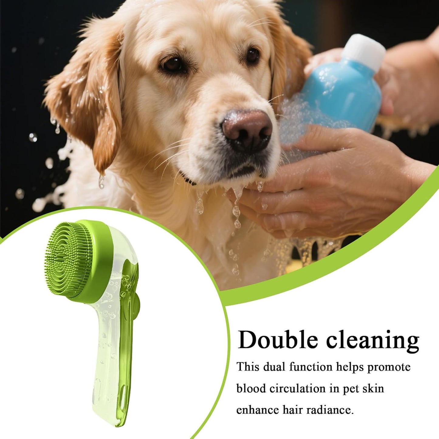 Dog Bath Brush, Pet Washing Scrub, 7.48 x 3.35 x 1.18 Inch Gentle Slicker Scrubber Detangler for Puppy, Kitten, Horse Hygiene, Cleaning Dandruff, Flea Removal, and Matting Control