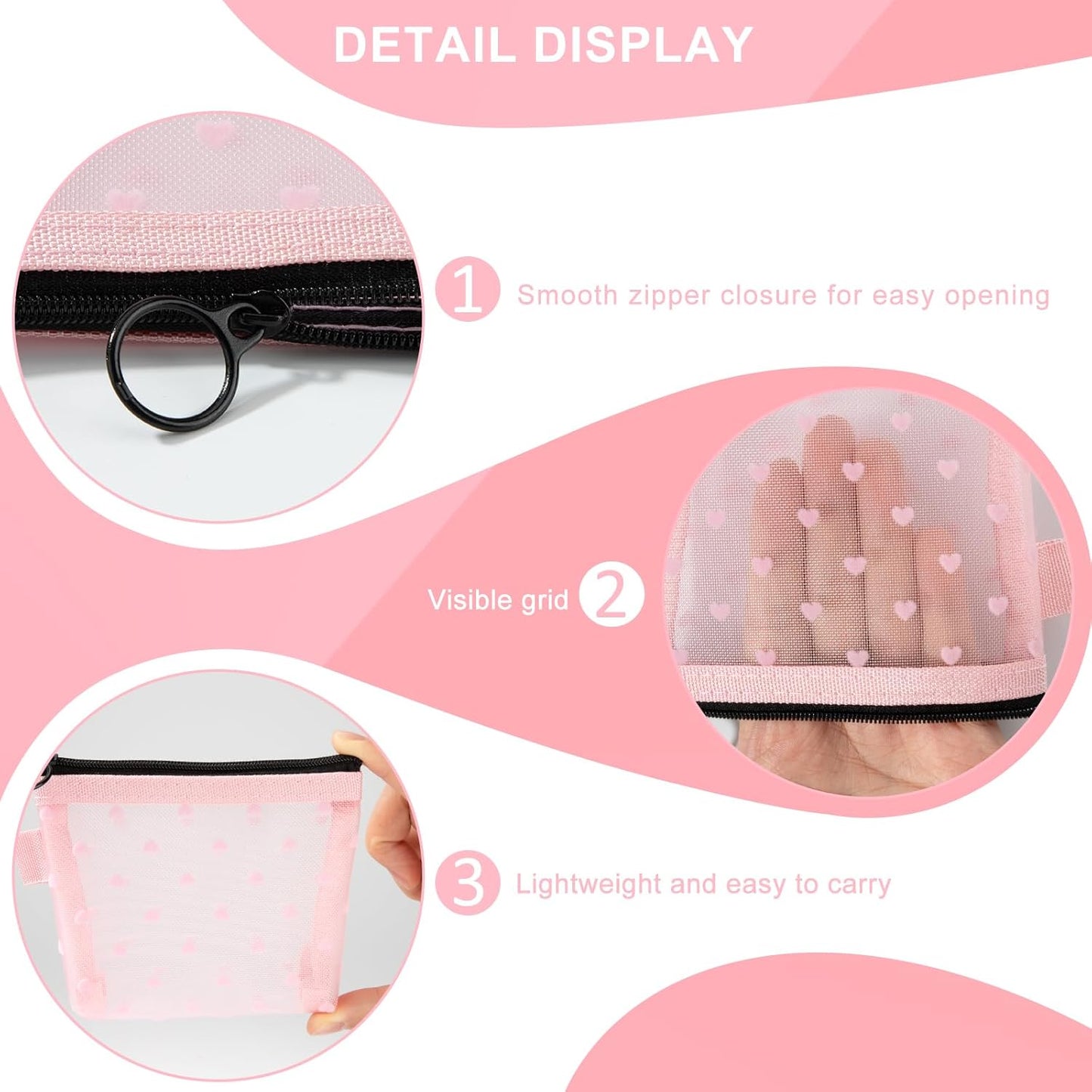 Mini Mesh Bags with Zipper, 4 Pieces, Small Clutch Make Up Transparent Cosmetic Bag for Girls Organization Toiletries Travel (Black/Purple/Blue/Pink), ['Black', 'Lila', 'Blue', 'Pink']