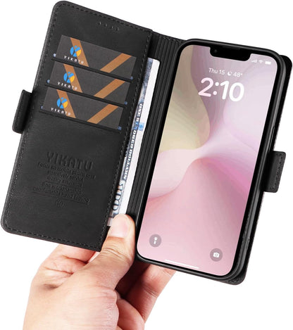 YBFJCE Case for iPhone 16e, PU Leather Shockproof Durable Phone Wallet Case Protective Flip Folio Cover, for iPhone 16e Case with Card Holder, Black