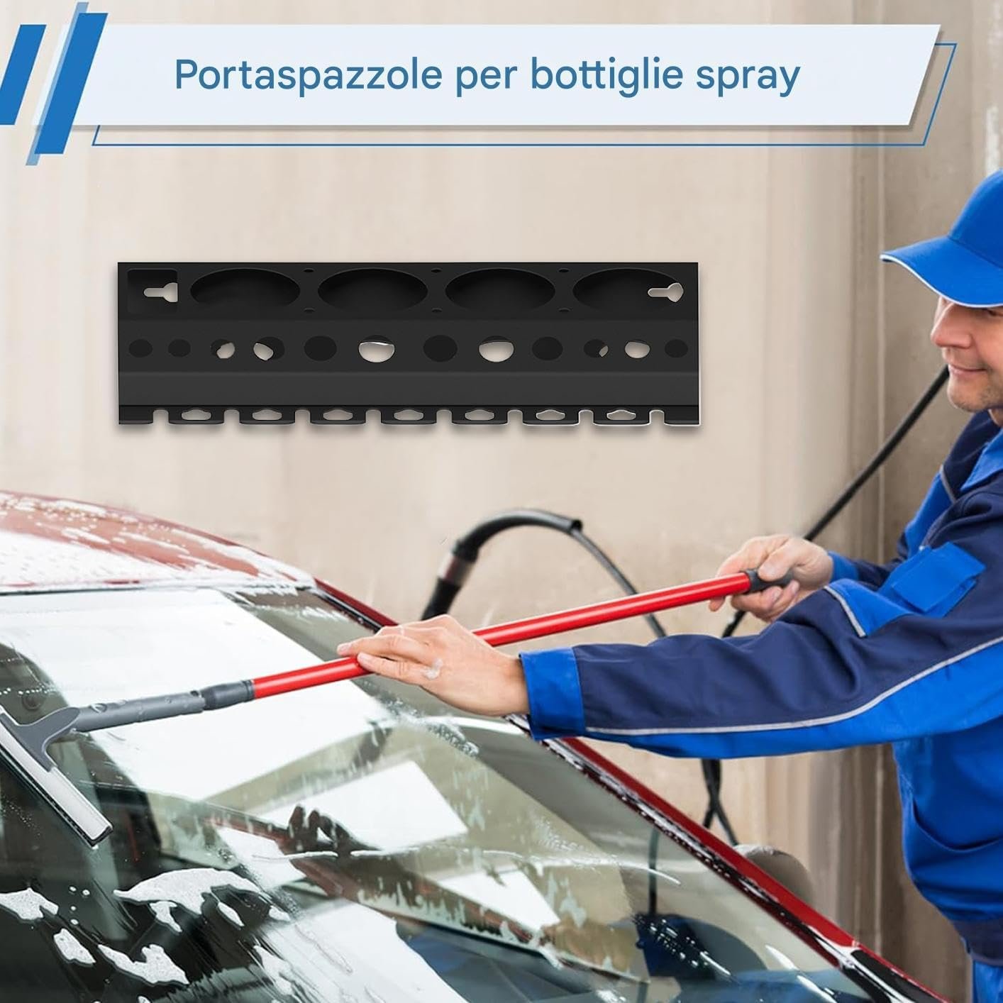Spray Bottle Storage Rack, Wall Mount Auto Detailing Bottle Holder, Cleaning Tools Hanger, Car Beauty Shop Accessory, Wash Accessories Display 16.14 x 6.69 x 1.77 inches, For Garage