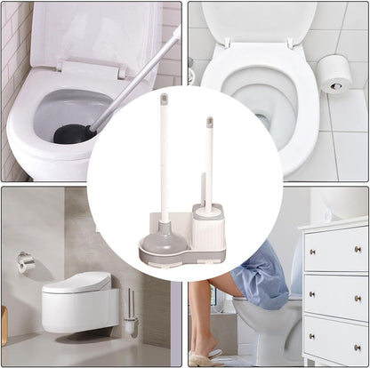 Toilet Brush and Plunger Set, Bathroom Toilet Brush with Holder, 50 x 25.5 x 1 5 cm Comfort Room Scrubber Combo for Bowl Cleaning, Essential Clean Tools at Home