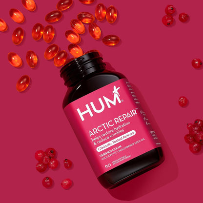 HUM Arctic Repair - Anti-Aging Supplement - Vitamins A & E Rejuvenate Skin Hydration - Omega 3, 6 & 9 with Lingonberry Seed Oil to Help Diminish Appearance of Wrinkles (90 Vegan Softgels)