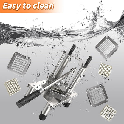 Commercial French Fry Cutter,Stainless Steel French Fries Machine,Heavy Cutter Vegetable Chopper,with 3 Replacement (1/2 Inch, 3/8 Inch and 1/4 Inch Blades),for Restaurants and Home,for Potato,Onion