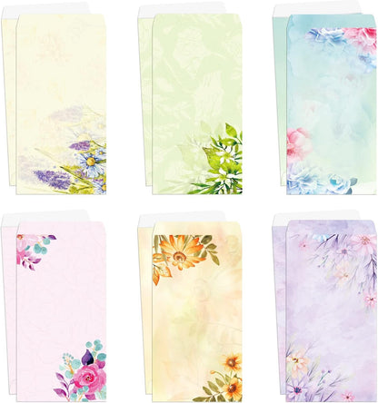 Stationary Writing Paper with Envelopes - Flora Stationery Set with Lined Letter Writing Paper, 48 Sheets + 24 Envelopes, 8.5 x 11 Inch of Each Stationary Paper