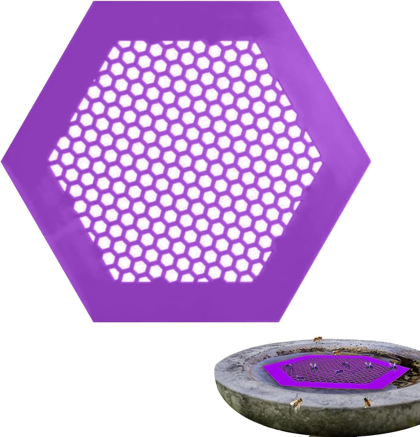 Proxima Direct 1 Pack Large Floating Bee Island for Driking Floatable Bee Waterer Bee Feeder with Beehive Design, Floating Watering Station for Feeding for Outdoor Garden (Purple)