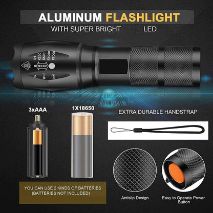 MVIOCS 5 Pack Flashlights High Lumens, Powerful Tactical Flashlights with 5 Modes, Waterproof Zoomable Small LED Handheld Flash Light for Home Emergencies Camping Hurricane
