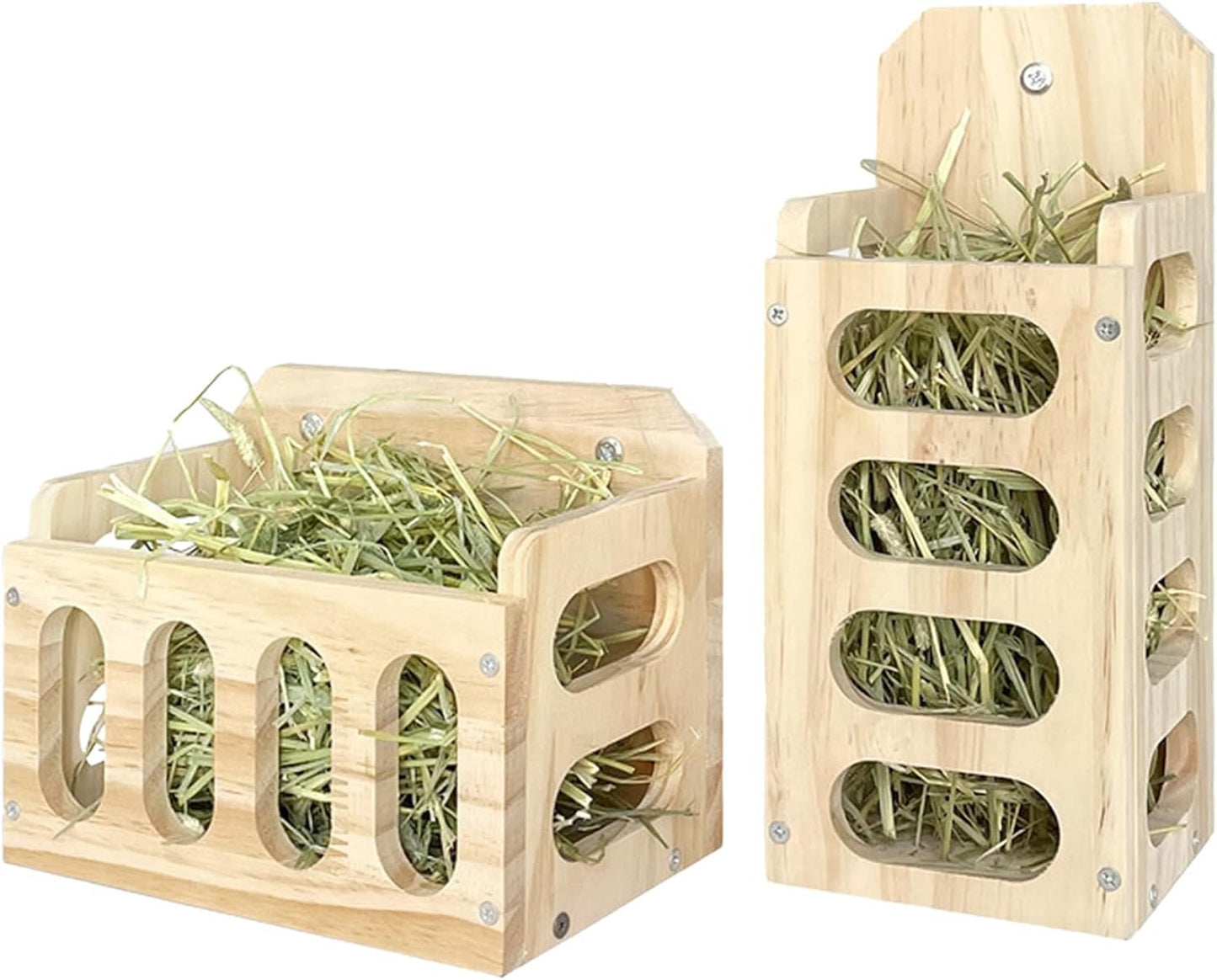 Cat Feeding Watering Supplies, Rabbit Hay Feeder Wooden Rabbit Hay Rack Hay Feeder Horizontal Standing Grass Feeding Shelf Dispenser for Guinea Pigs Pet Bunny Chinchilla
