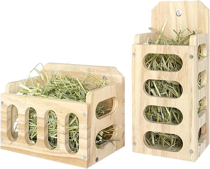 Cat Feeding Watering Supplies, Rabbit Hay Feeder Wooden Rabbit Hay Rack Hay Feeder Horizontal Standing Grass Feeding Shelf Dispenser for Guinea Pigs Pet Bunny Chinchilla