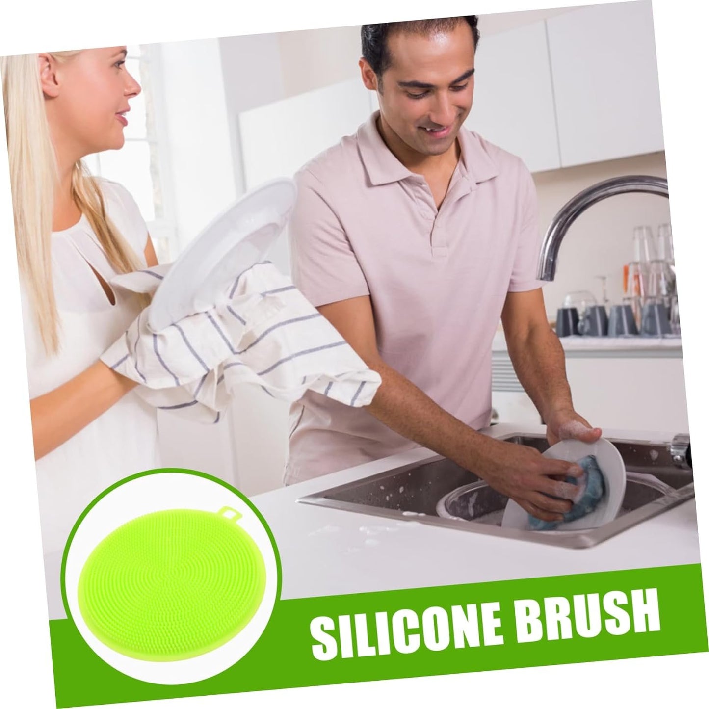 GOOHOCHY Silicone Scrubbing Brush Pad for Kitchen Cleaning Non Stick Dishwashing Brush for Cookware Safe for