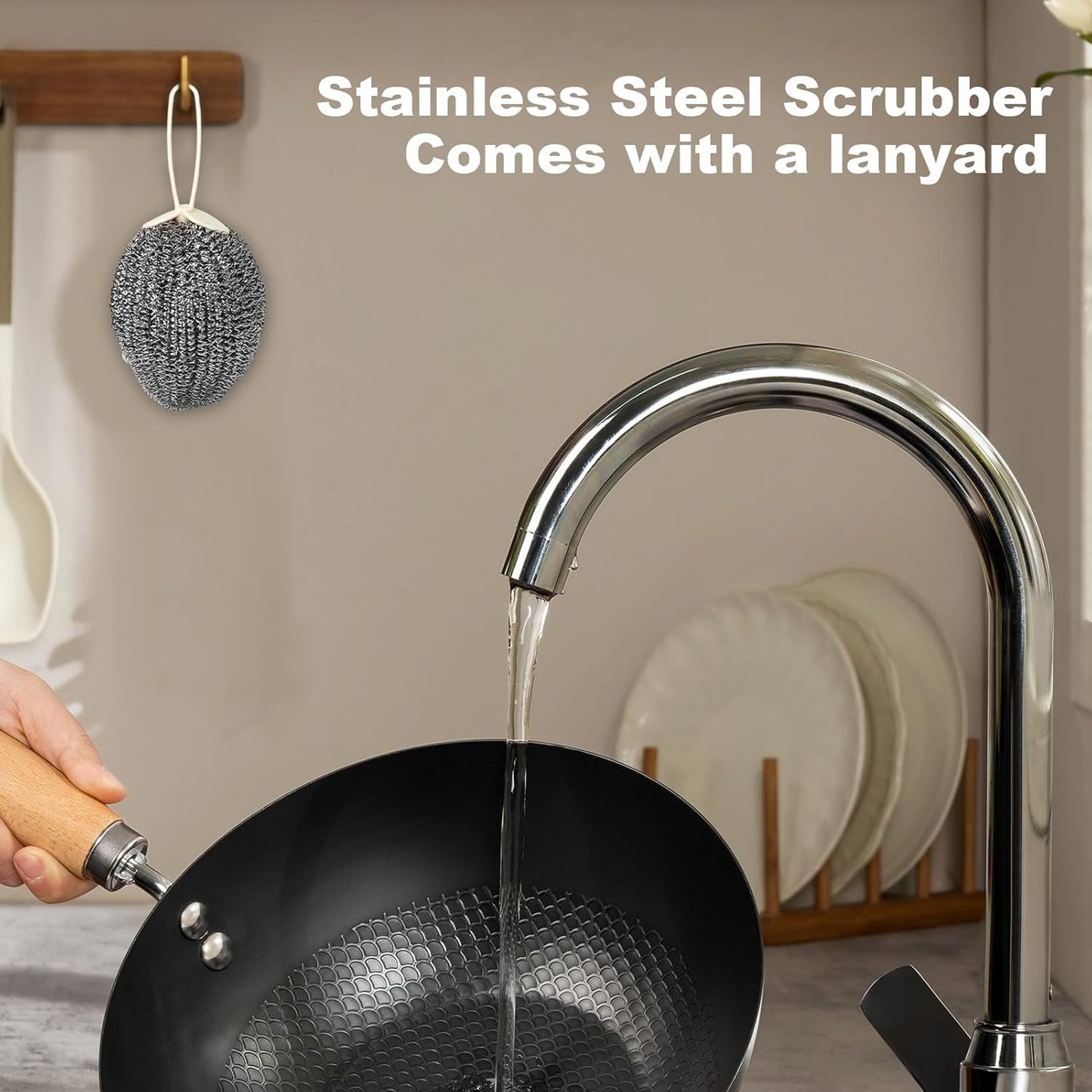 Stainless Steel Scrubber, 10 Piece Metal Kitchen Dish Scrubbing Sponges, 1.77 Inches Heavy Duty Scouring Pads for Dishwashing Pots, Pans, Sinks, Grills, Stoves, Racks, Cleaning