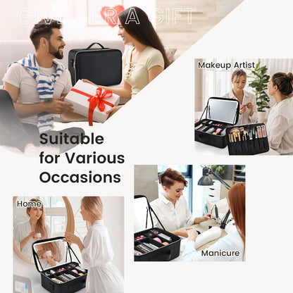 Makeup Bag with Mirror LED Beauty Case Travel Cosmetic Bag Cosmetic Bag Organizer Makeup Bag Makeup Bag Makeup Bag Makeup Bag Makeup Bag, Black