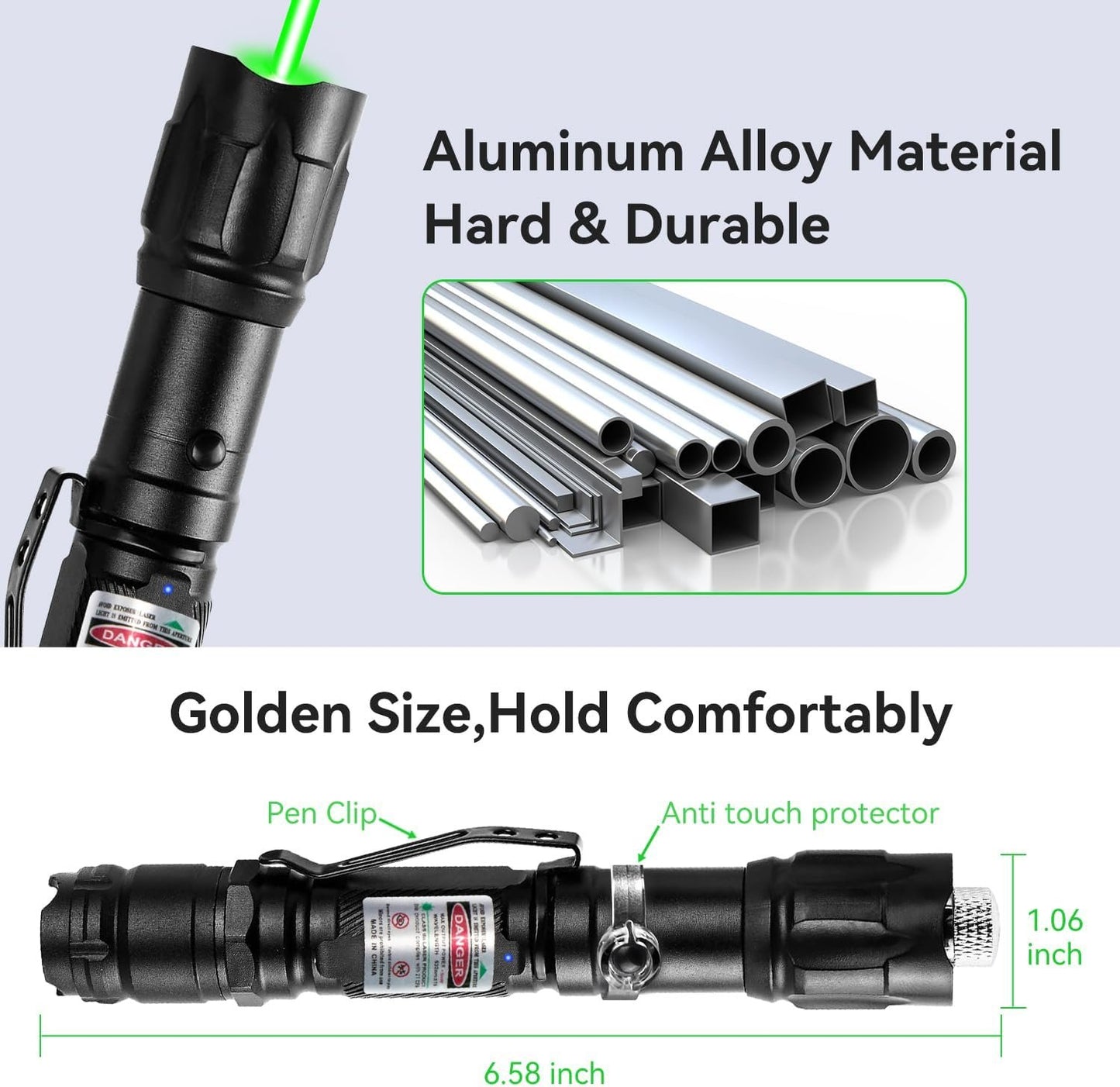 MIPREZT [Professional] Rechargeable Green Light Beam Flashlight Long Distance Range for TV/LED/LCD Screens Tactical Flashlights Presentation Office/Outdoors/Astronomic/Construction 4(1)
