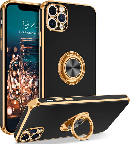 BENTOBEN Case for iPhone 11 Pro Max, Slim Fit 360° Ring Holder Kickstand Magnetic Car Mount Supported Protective Non-Slip Girls Women Men Case Cover for iPhone 11 Pro Max 6.5 inch, Black