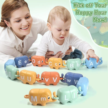 AiTuiTui Montessori Toys for 2 3 4 Year Old Boys Girls, Sensory Elephant Matching Letters Toys for Toddlers, Preschool Alphabet Learning Set for 3-5 Kids Gifts