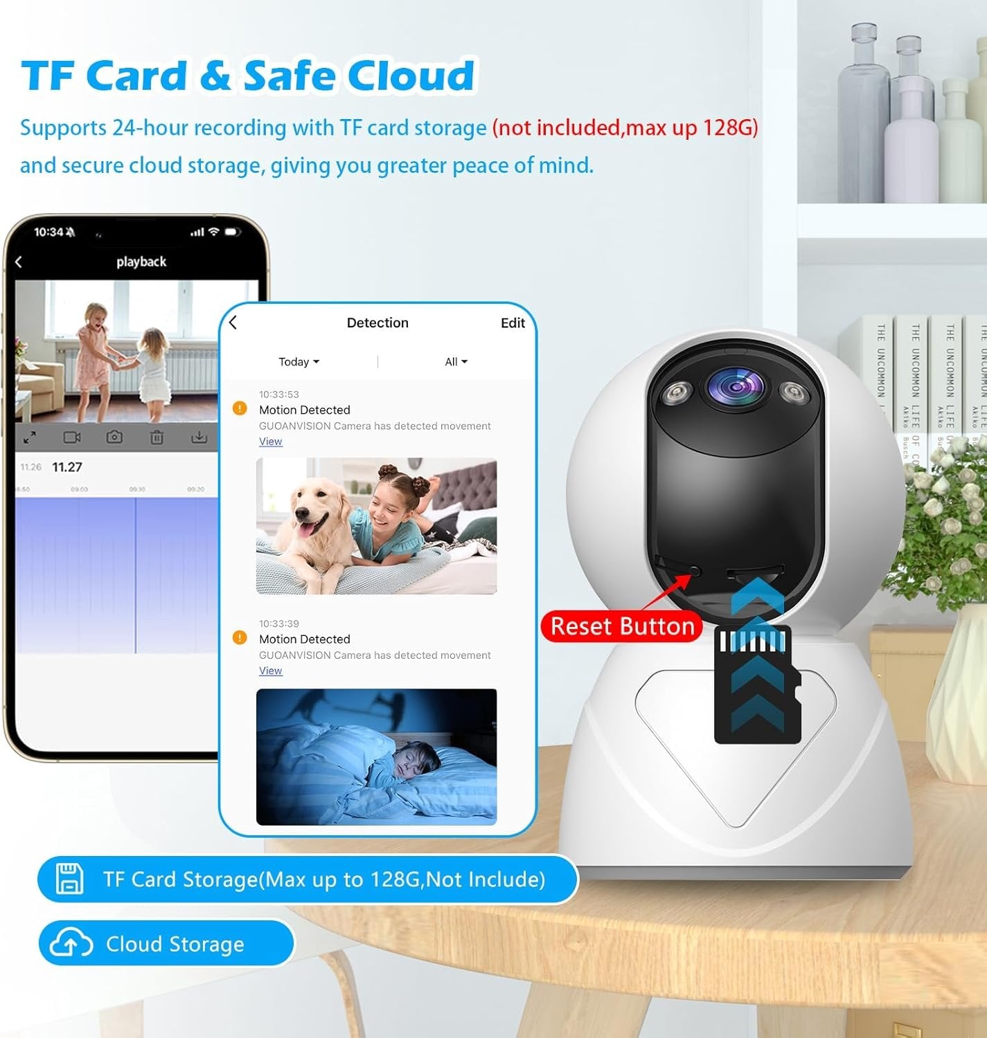 Indoor Pan/Tilt Security Camera, 5G WiFi Home Cameras for Baby Monitor/Pet Camera, Auto-Focus and Zoom, Motion Detection, 2-Way Audio, Siren, Night Vision, Cloud & SD Card Storage