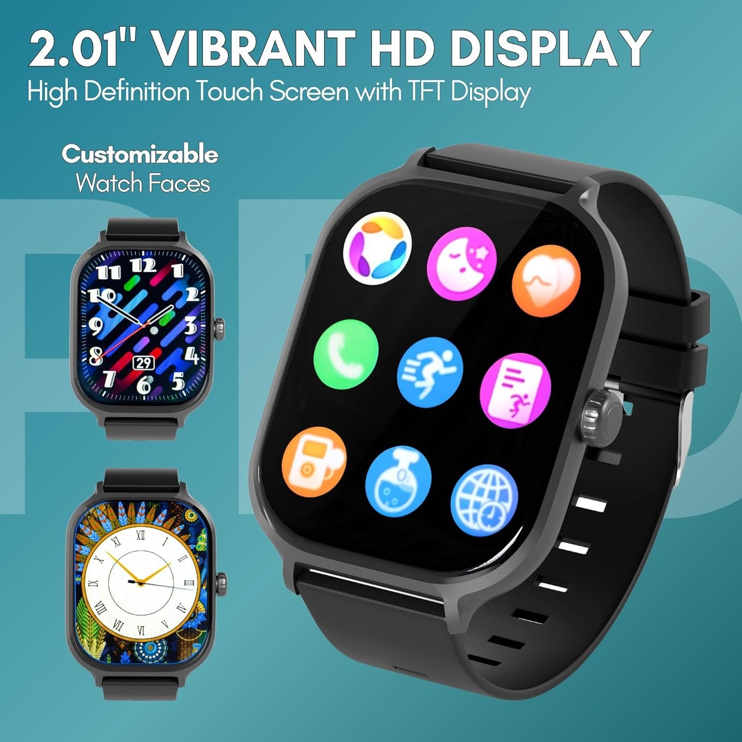 iN Tech Smart Watch Pro (Advanced) - 2.01" HD Touch Screen - Smart Watches for Women Mens Watches - Smart Watch Men - Fitness Watch - Fitness Tracker Heart Rate Monitor Sleep Monitor Multi Sports Mode