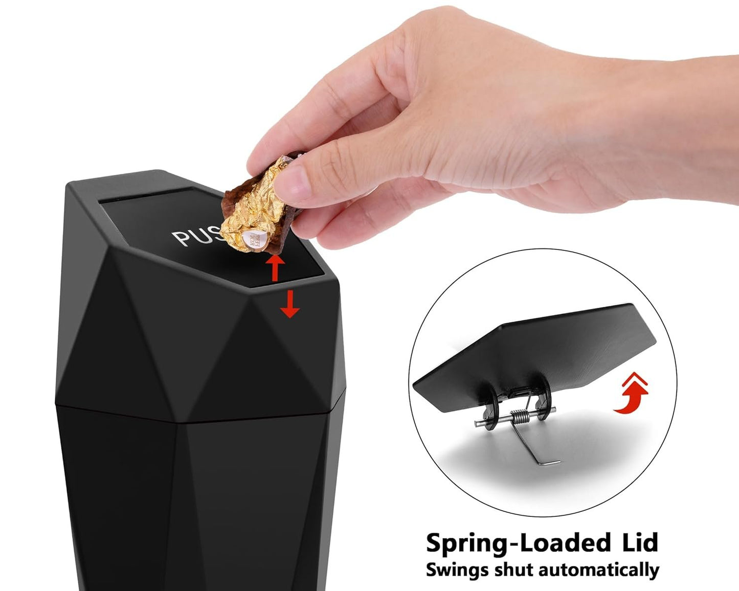 Car Trash Can with Lid, Ginsco 2 Pack Mini Car Trash Can Cup Holder, Car Accessories for Interior, Leakproof Small Trash Cup for Car, Home, Office with Additional 2 Hooks and 90pcs Trash Bags Black