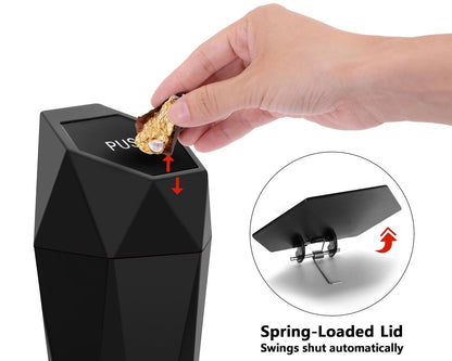 Car Trash Can with Lid, Ginsco 2 Pack Mini Car Trash Can Cup Holder, Car Accessories for Interior, Leakproof Small Trash Cup for Car, Home, Office with Additional 2 Hooks and 90pcs Trash Bags Black