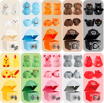 Farm Animals Toysï¼ŒMontessori Toys for Babiesï¼ŒToys for 3 + Year Oldï¼ŒLittle People Farm 10 Farm Animals and 10 Barns,10 Keys Baby & Toddler Toysï¼ŒLearning & Education Toys