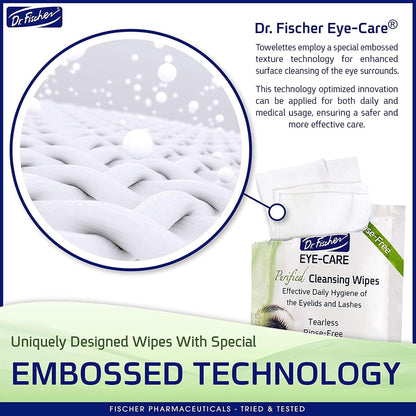 Dr. Fischer Eyelid Wipes. Pre-moistened Eye Wipes for Eyelids. Make-up Remover (Twin Pack)