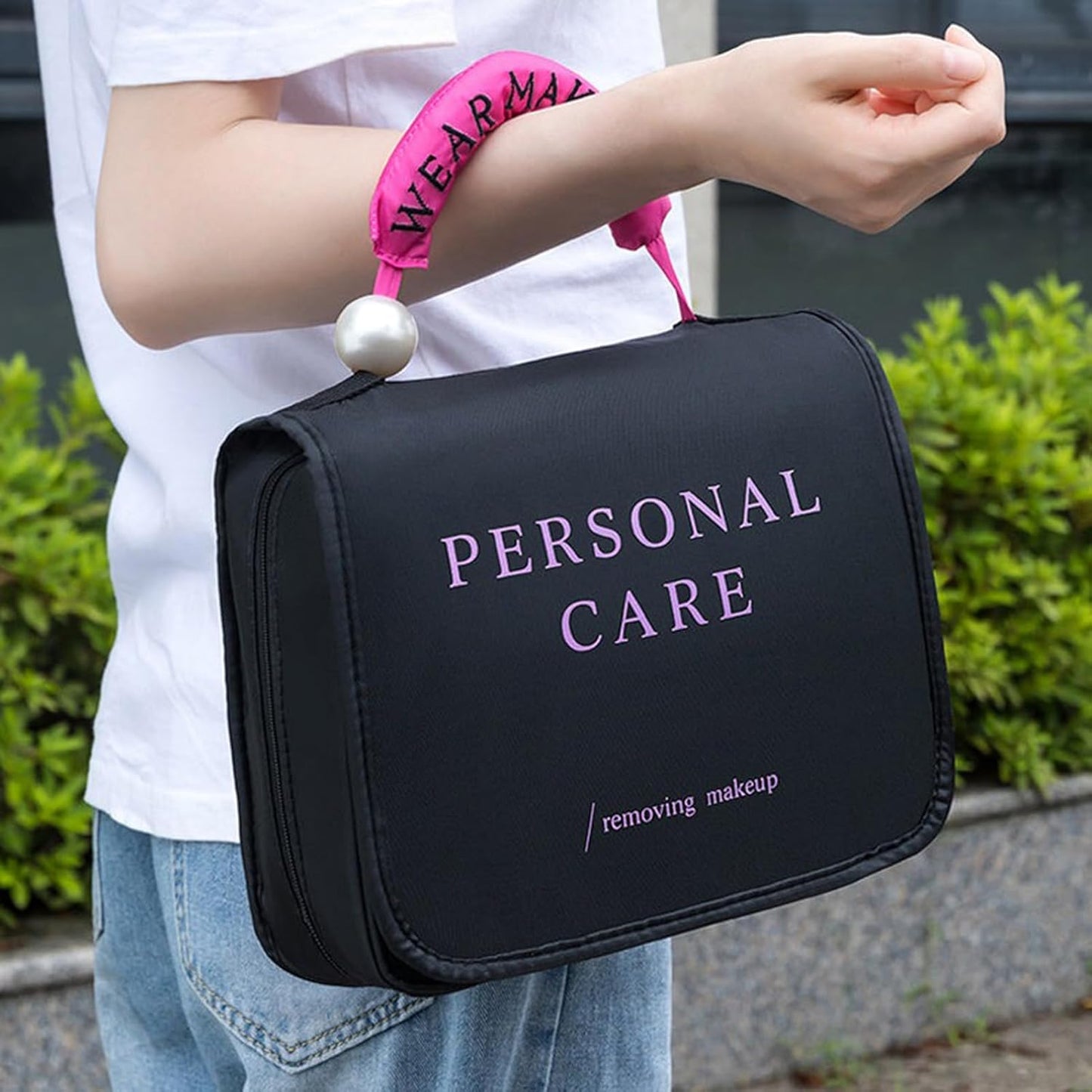 Portable Travel Toiletry Bag, Waterproof Makeup Organizer, Compartmented Storage, Lightweight Design, Multiple Pockets, Crafted from Polyester Material, 9.45x4.53x7.87in/9.45x4.53x17.72in