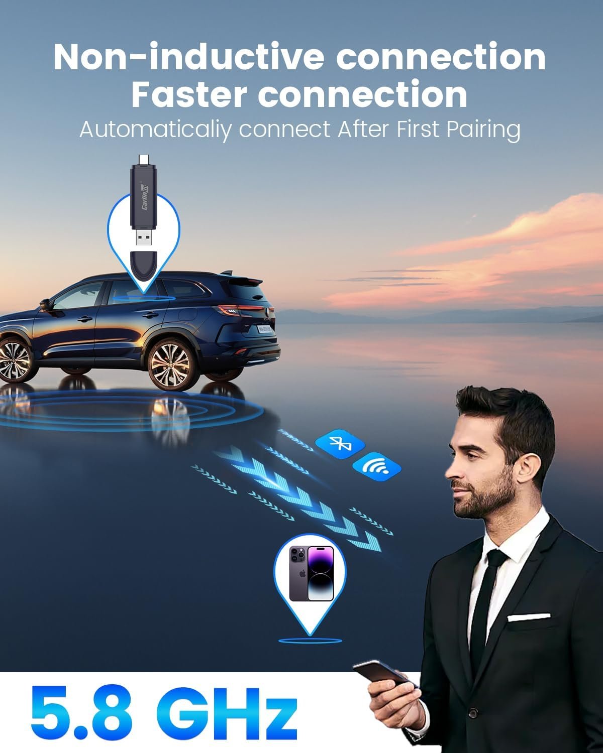 Carlinkit Mini SE Pro Wireless CarPlay Adapter/Wireless Android auto A dapter, Hige-Grade Durability, USB-C/A Universal Car Adapter for iOS/Android