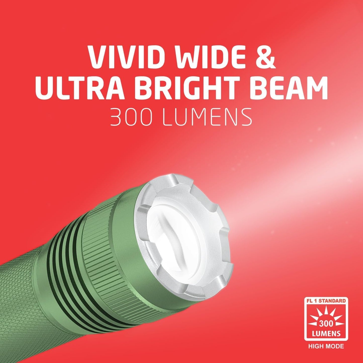 EVEREADY Tactical Light, 300 Lumen, IPX4 Water Resistant, Durable Metal LED Flashlight, Indoor and Outdoor Metal Flashlight
