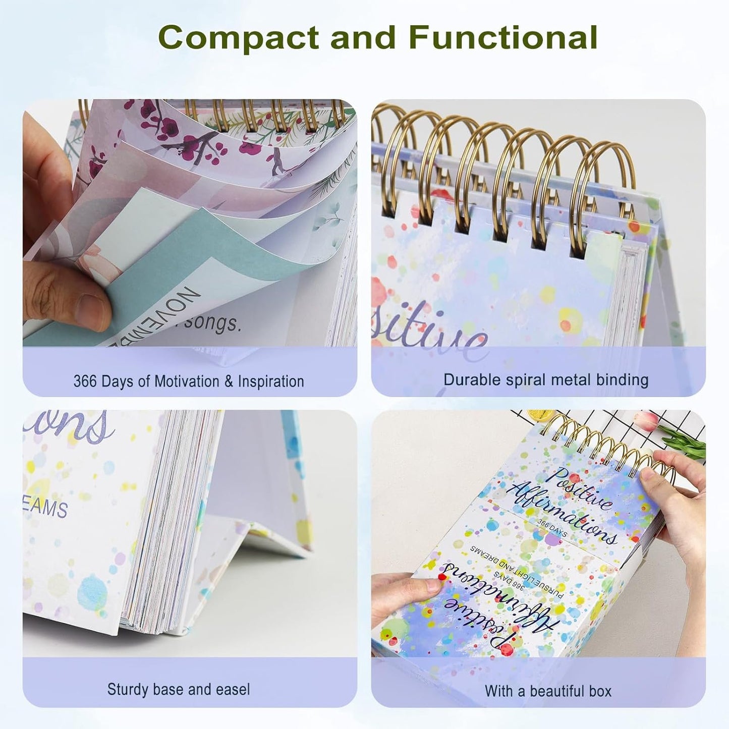 ZEEYUAN Daily Inspirational Desk Calendar Inspirational Quotes for Desk Decor Flip Motivational Calendar, Inspiration Gifts for Women,Cute Office Desk Accessories Office Decor for Women