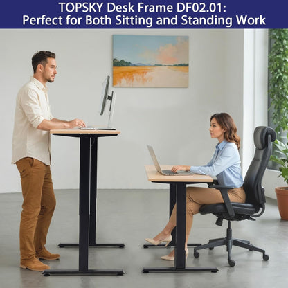 TOPSKY Dual Motor Electric Adjustable Standing Computer Desk for Home and Office (White)