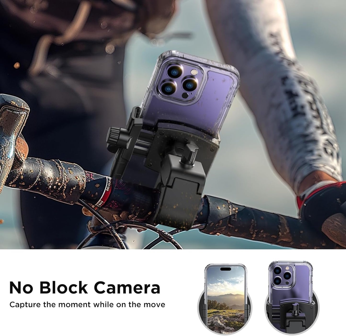 Miracase Bike Phone Holder, [Support Video Recording] Motorcycle Phone Mount, [Quick Lock] Bicycle Phone Mount Handlebar Cell Phone Clamp for Scooter, Friendly Compatible with iPhone Samsung Orange